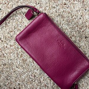 Coach Magenta Leather Wristlet